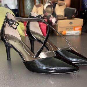 Bandolino Black Patent Heels with Ankle Strap